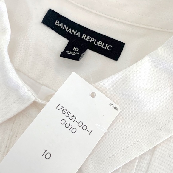 Banana Republic Button Down White Oxford Shirt Dress Size 10 - Picture 7 of 10